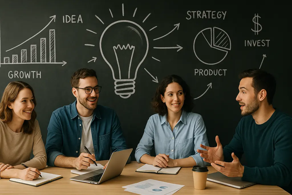 미래 비즈니스 아이디어와 전략을 구상하는 모습