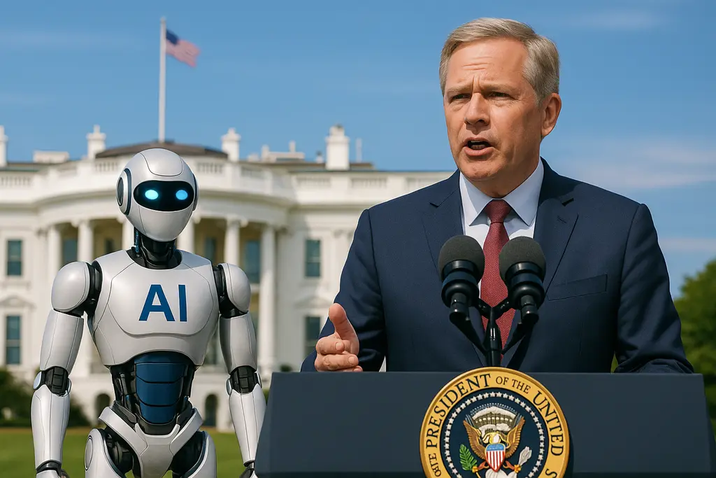 미국 백악관의 AI 규제 완화 정책 발표 장면