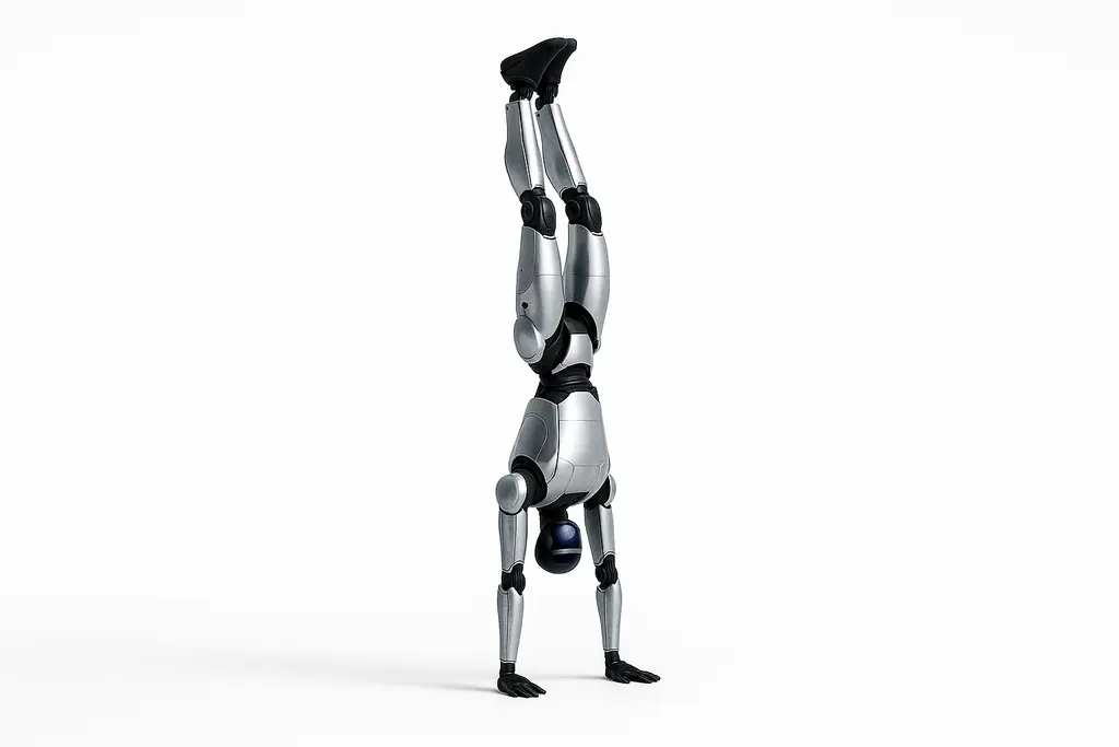 물구나무 서있는 휴머노이드 로봇