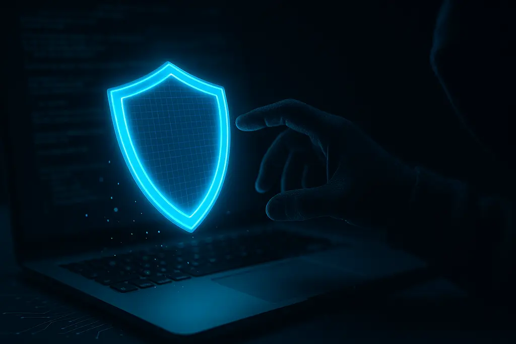 사이버 보안 위협 속에서 개인 정보와 자산을 보호하는 모습