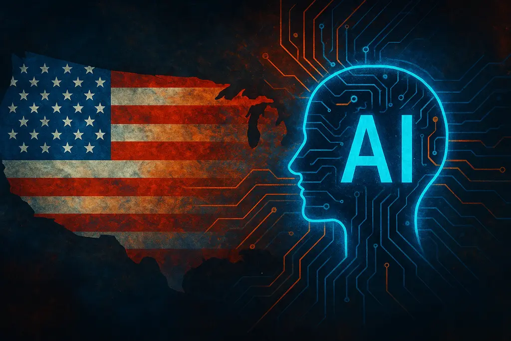 미국 AI 정책과 기술혁신이 만나는 추상적인 모습