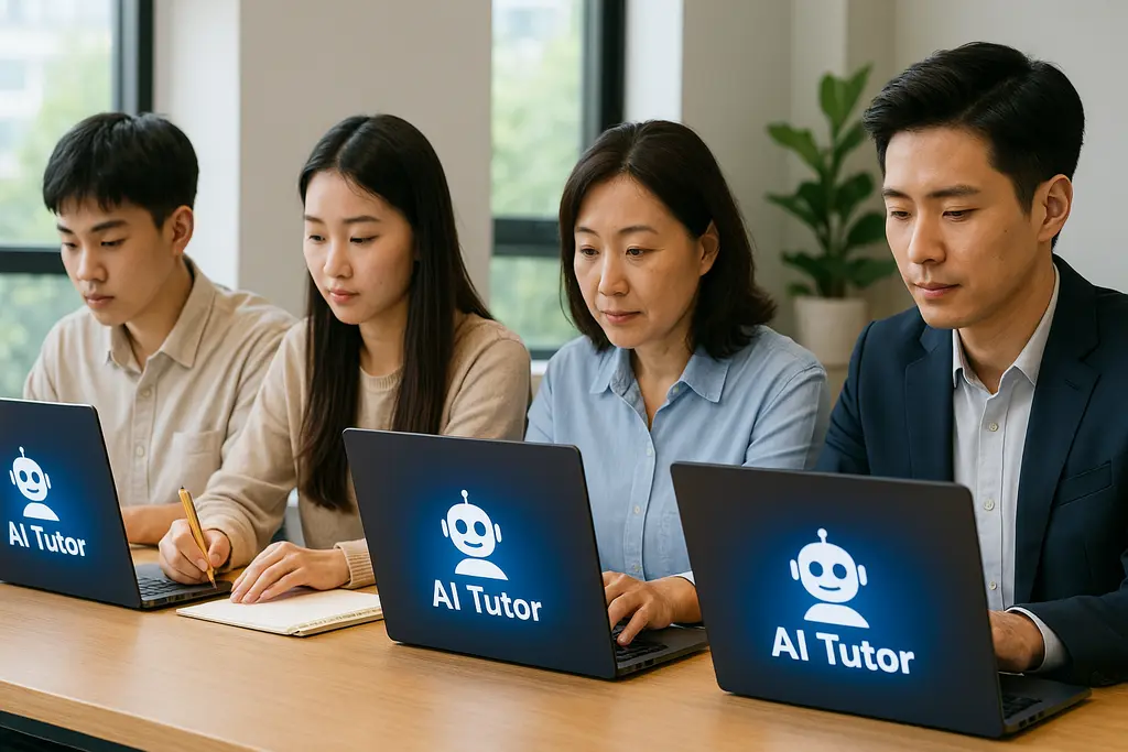학생과 직장인 등 다양한 사용자들이 AI 튜터로 학습 효율을 높이는 모습
