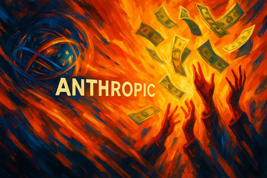 앤트로픽 대규모 투자 유치와 AI 시장의 뜨거운 열기를 상징하는 이미지
