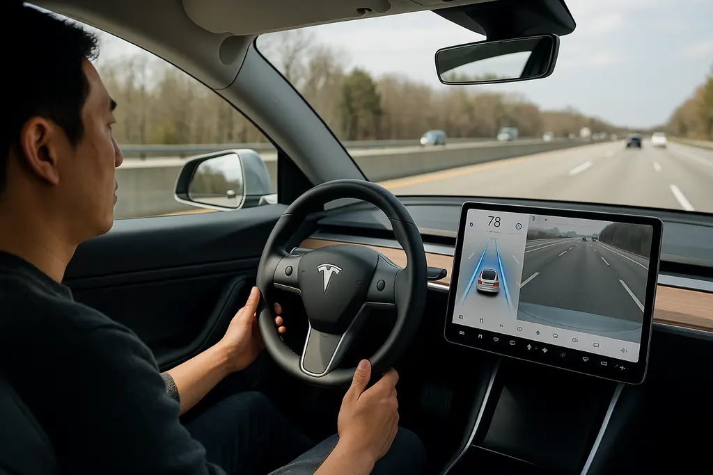 안전한 오토파일럿 사용을 위한 운전자 주의사항을 보여주는 이미지