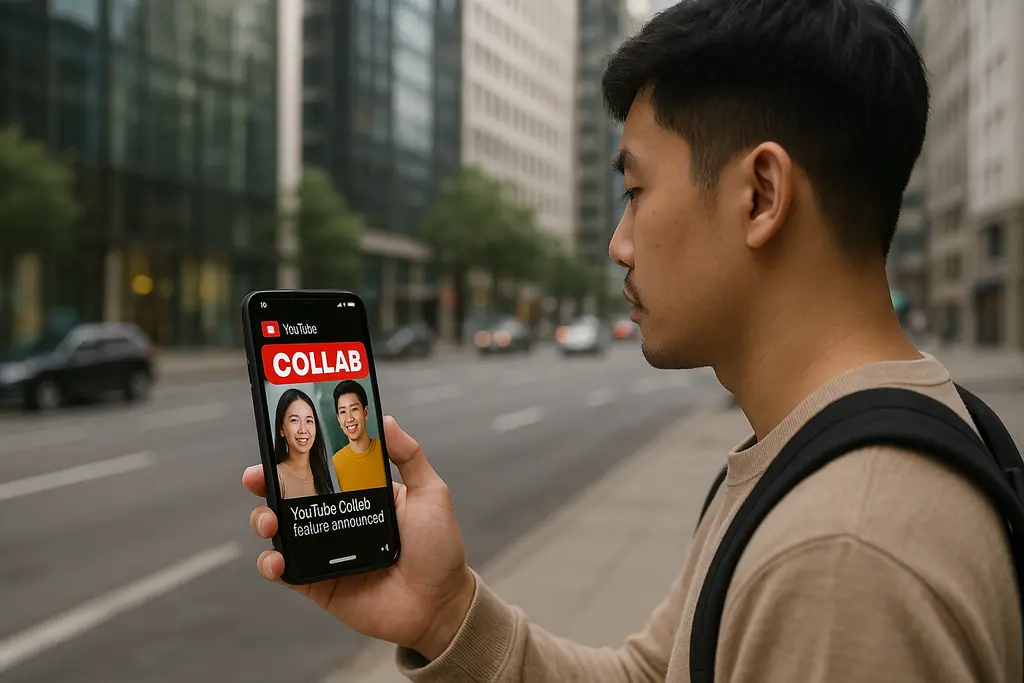 유튜브 콜라보 기능 뉴스를 보는 남성