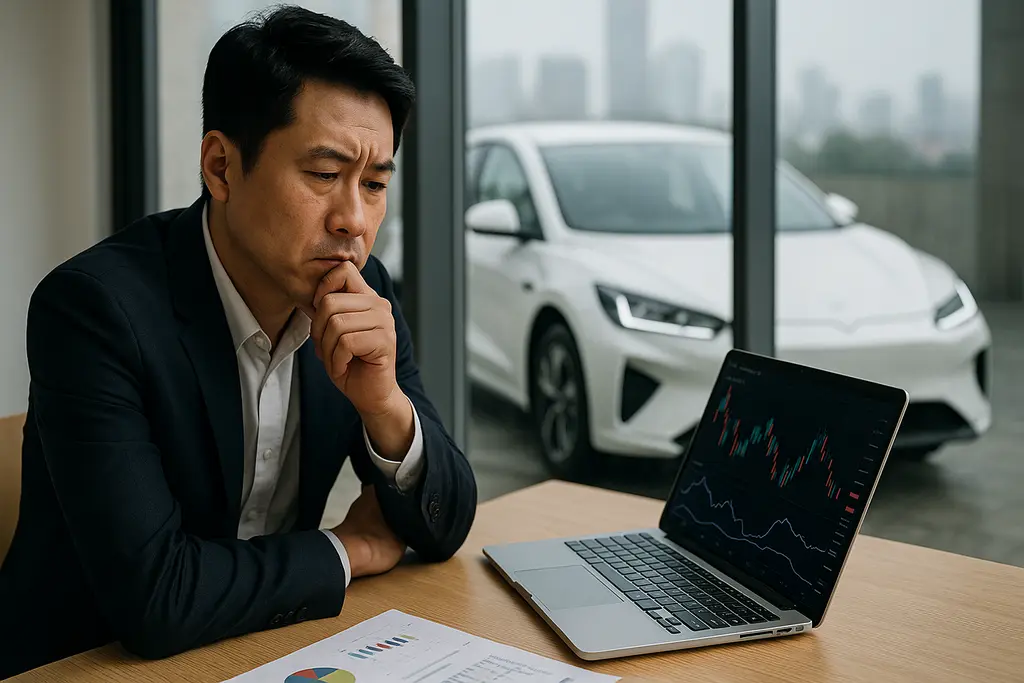 급변하는 전기차 시장에서 현명한 투자 결정을 고민하는 모습