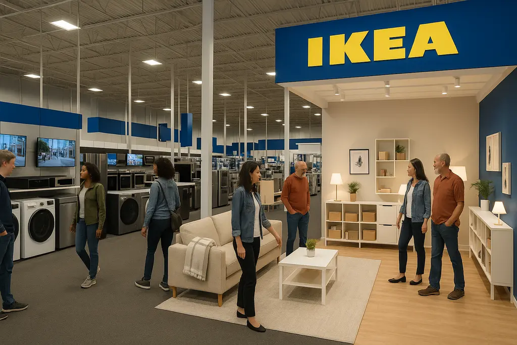 베스트바이 안 이케아 미니 매장을 둘러보는 소비자들