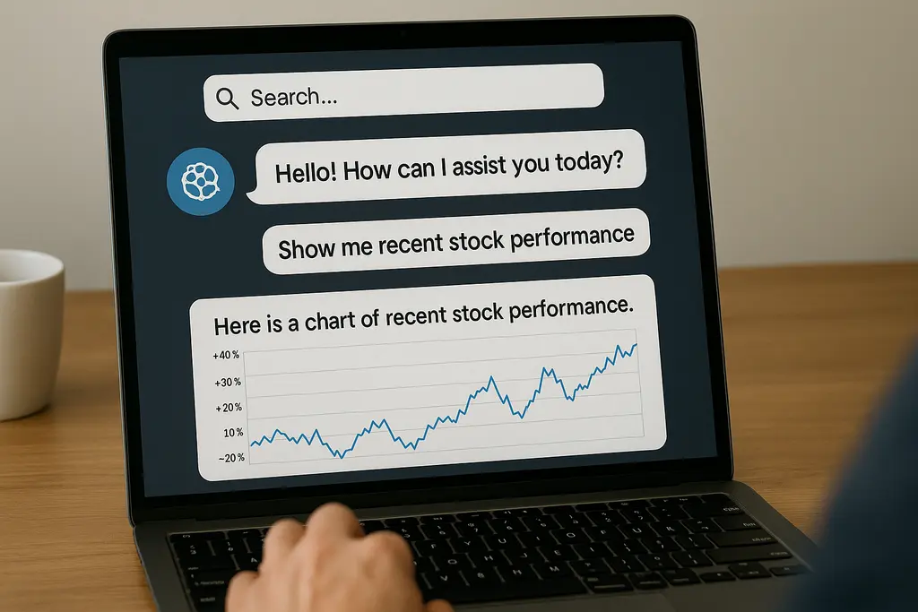 AI 기반의 검색 인터페이스가 사용자와 대화하며 정보를 제공하는 모습