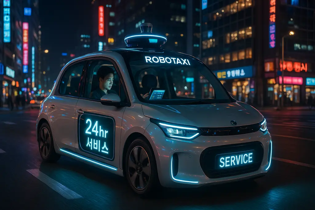 야간 도심을 달리는 자율주행 로봇 택시