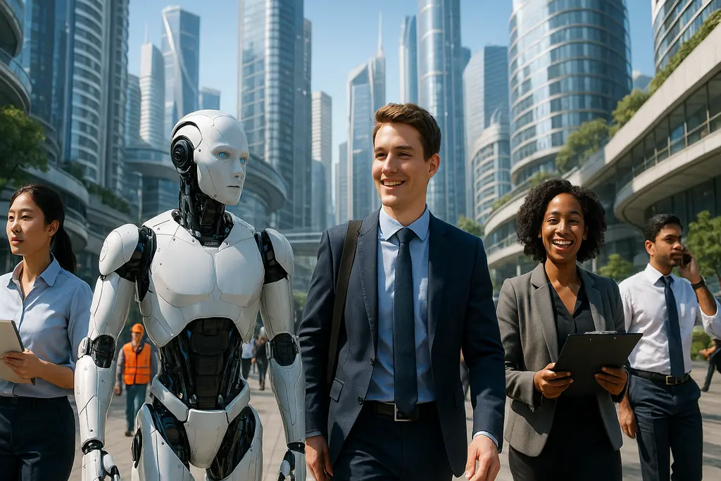AI와 인간이 조화롭게 공존하는 미래 사회의 모습