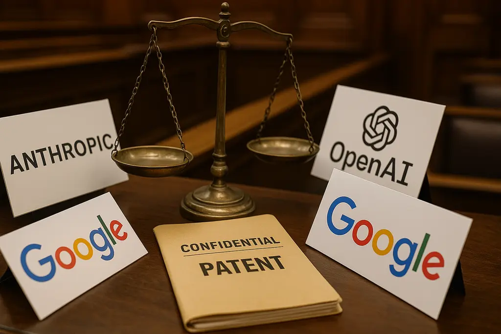 AI 기술 유출 소송과 업계 경쟁을 상징하는 이미지