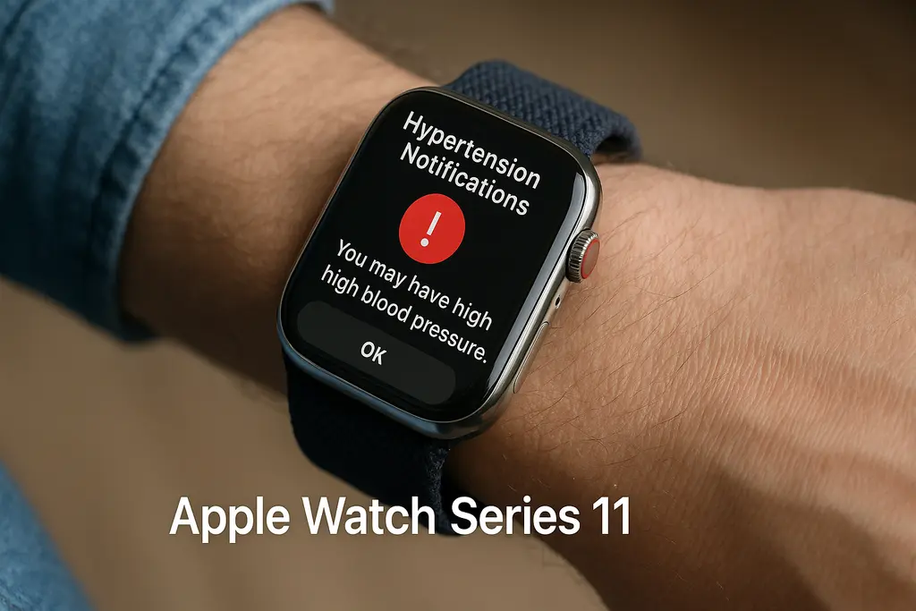 혈압 이상 알림을 표시하는 애플워치 Series 11