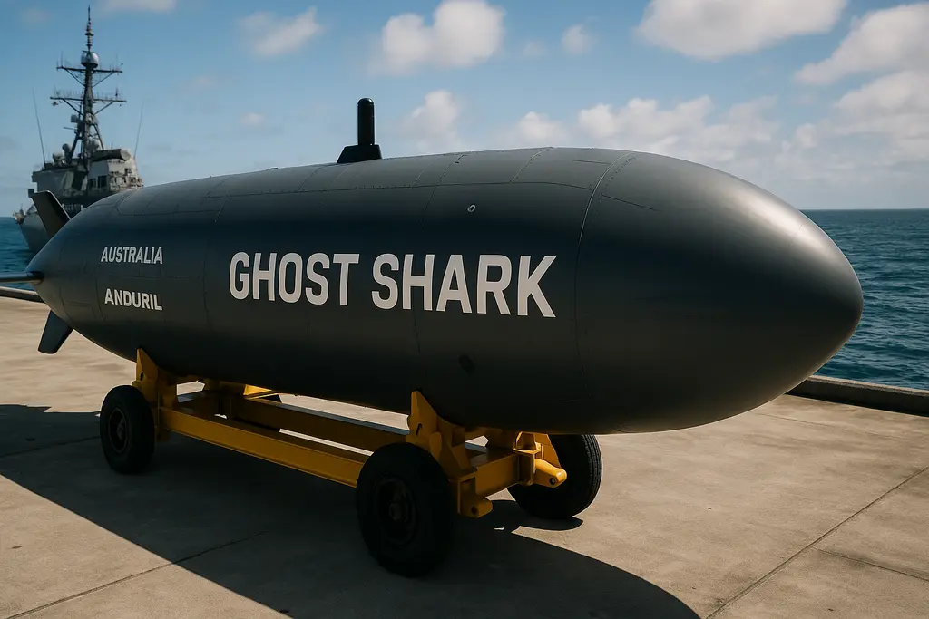 호주 해군 기지에 전시된 Ghost Shark 무인 해저 차량