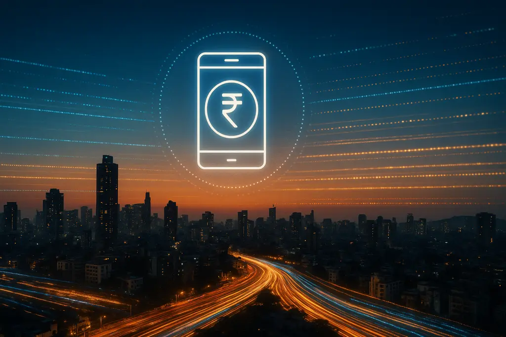 인도 핀테크·UPI 확산을 상징하는 도시+데이터 비주얼